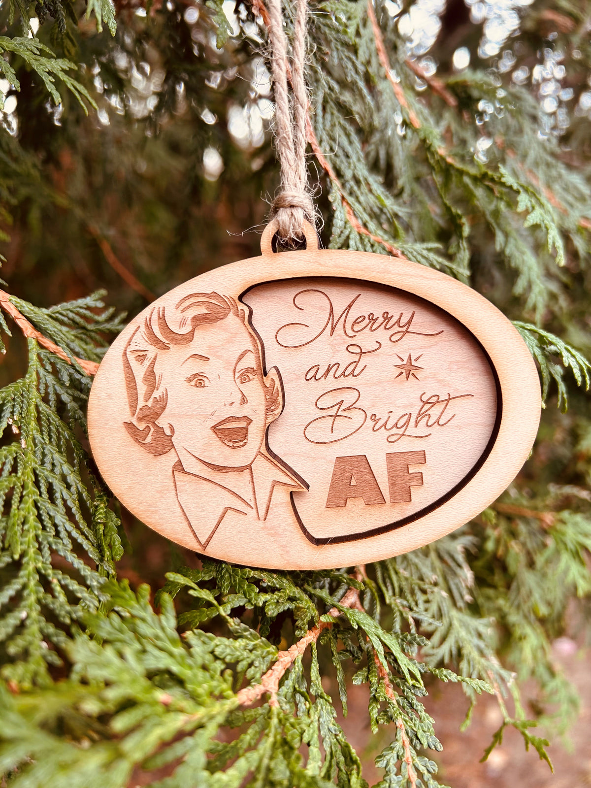 Merry AF Wood Ornament