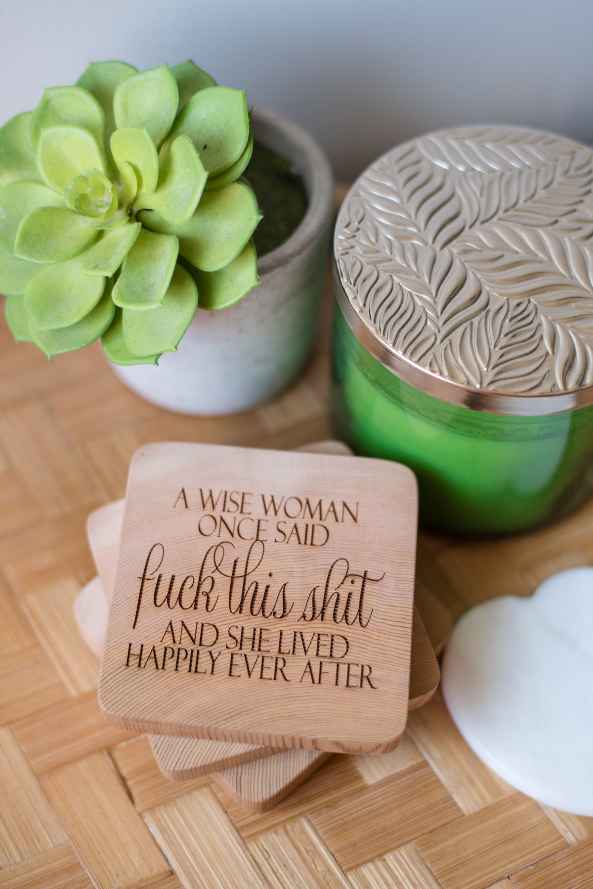 Wise Woman Cedar Coaster