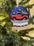Light-Up Red Truck Snow Globe Ornament