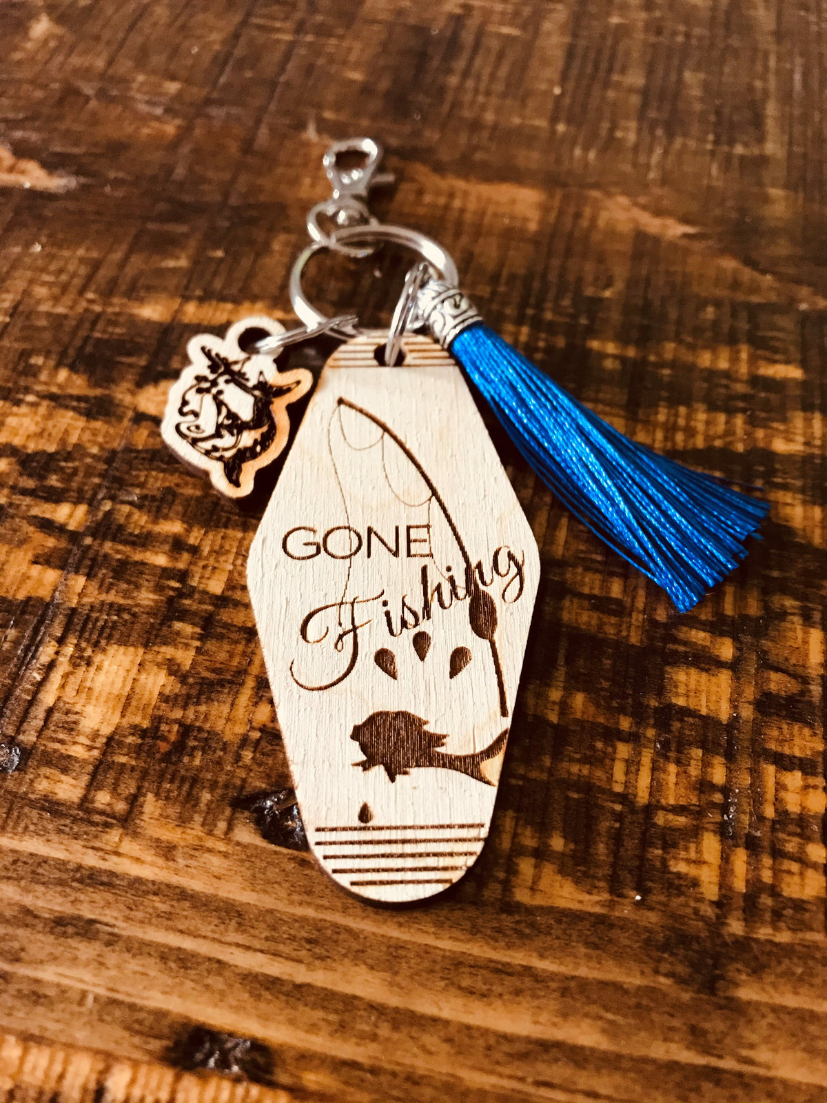 Gone Fishing Motel Key Ring