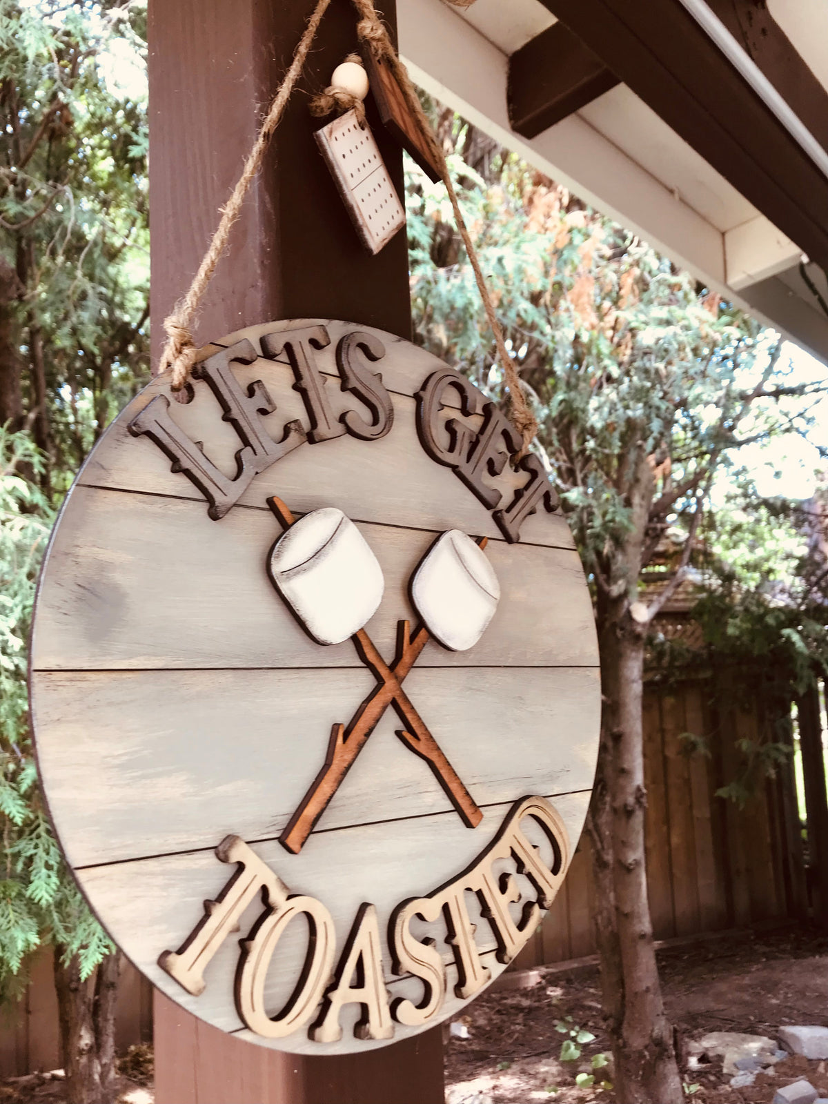 Let's Get Toasted Wood Hanging Sign
