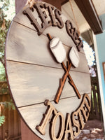 Load image into Gallery viewer, Let&#39;s Get Toasted Wood Hanging Sign
