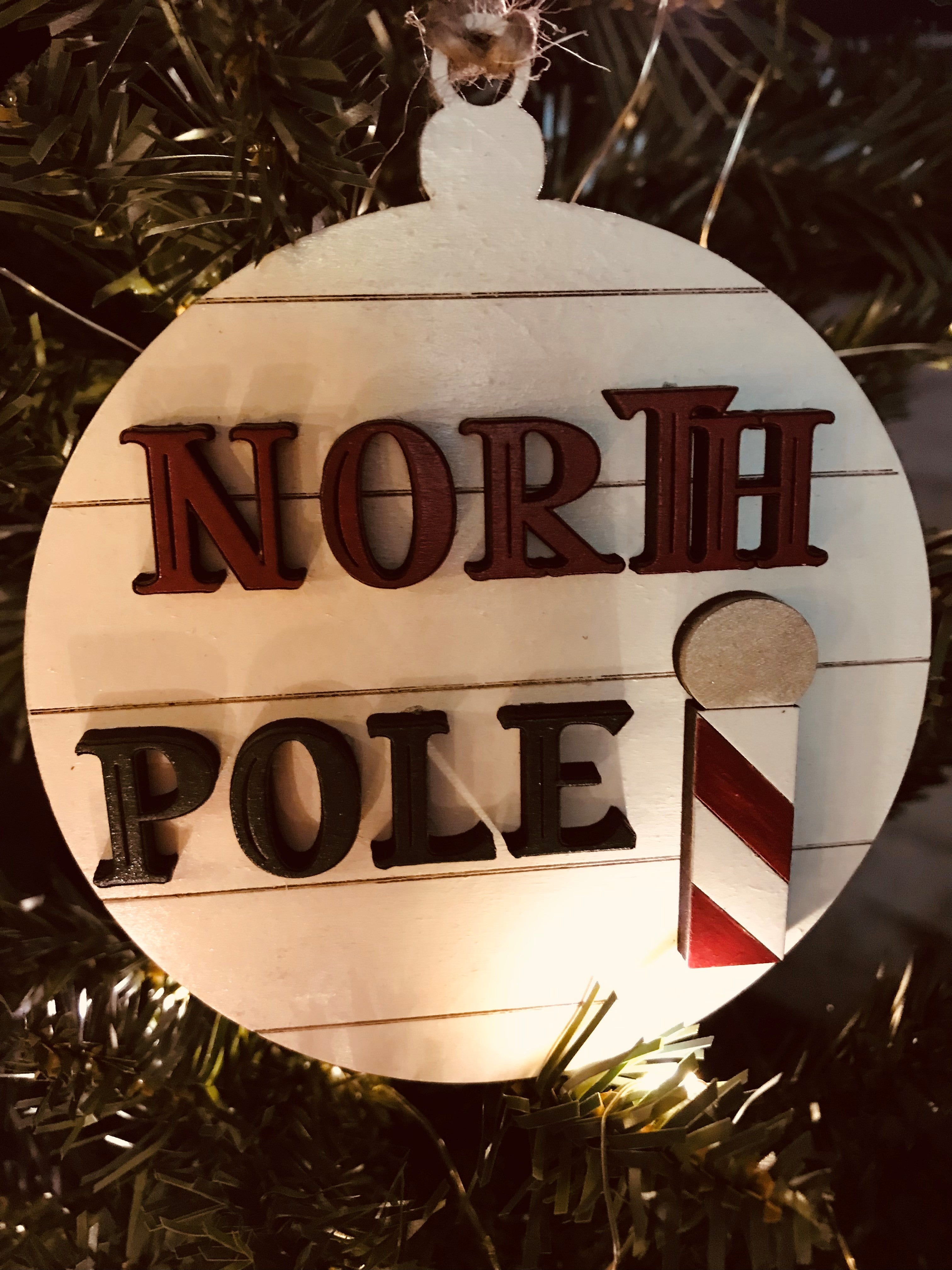 Shiplap North Pole Ornament