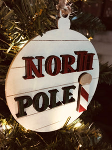 Shiplap North Pole Ornament