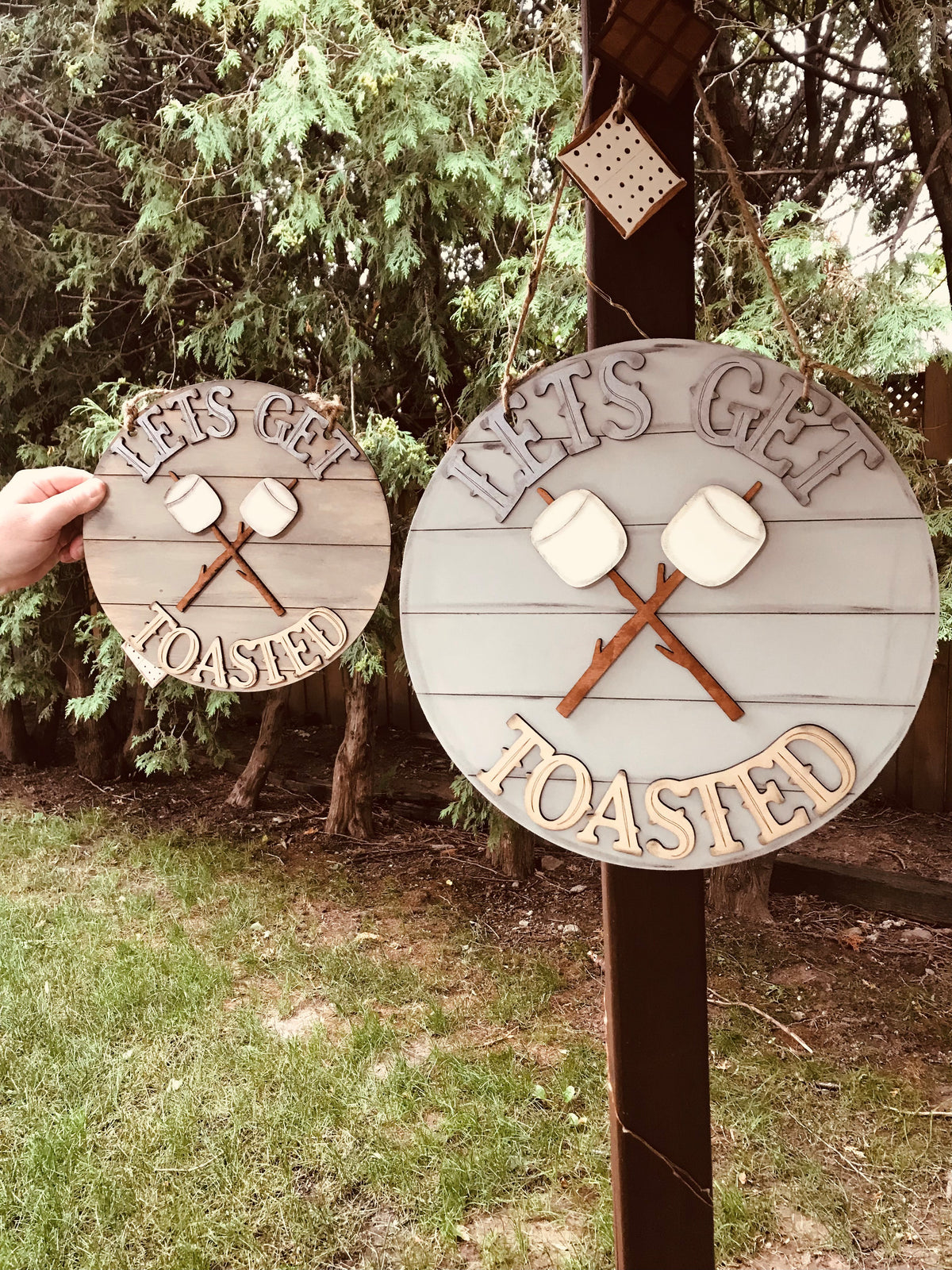 Let's Get Toasted Wood Hanging Sign