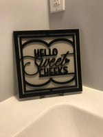 Load image into Gallery viewer, Hello Sweet Cheeks Bathroom Sign Shelf Sitter

